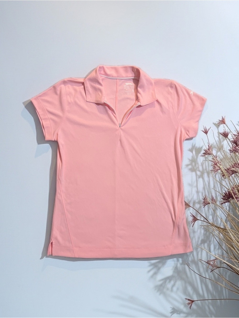 Slazenger Pink Short-Sleeve Zip-Collar Crop Top